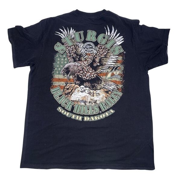 STURGIS 2016 black t-shirt men's  motorcycle graphic print front and back MEDIUM - Picture 1 of 8